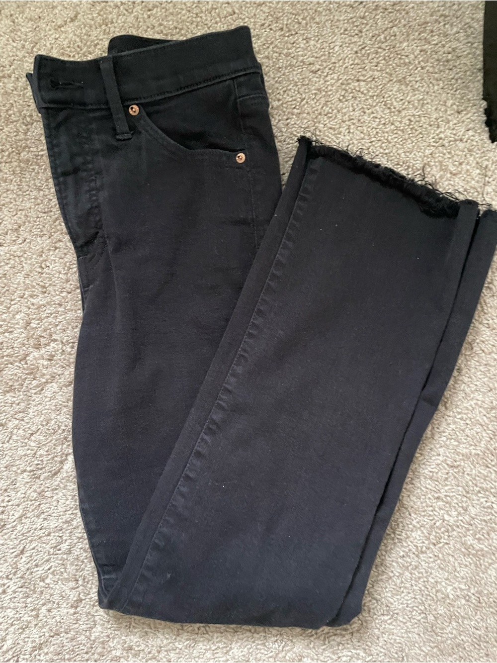 Express Black Ankle Crop Frayed Hem Jeans